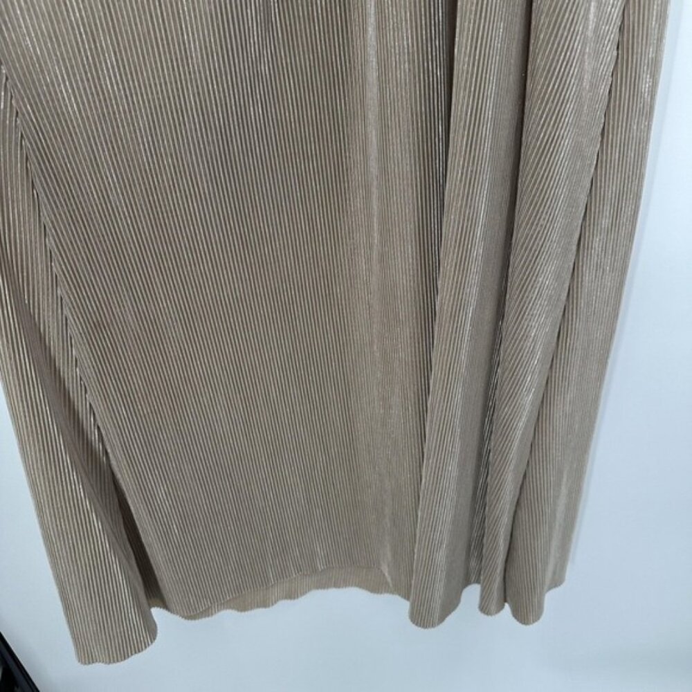 Baltic Born Maxi Dress Womens Large Champagne Pleated Flutter Sleeve V Neck - Picture 5 of 15